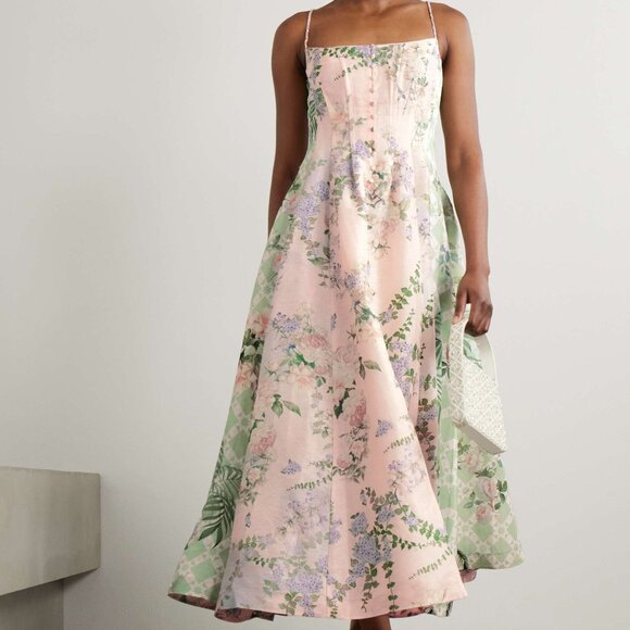 CAMILLA Embellished floral-print linen and silk-blend midi dress - Picture 1 of 11